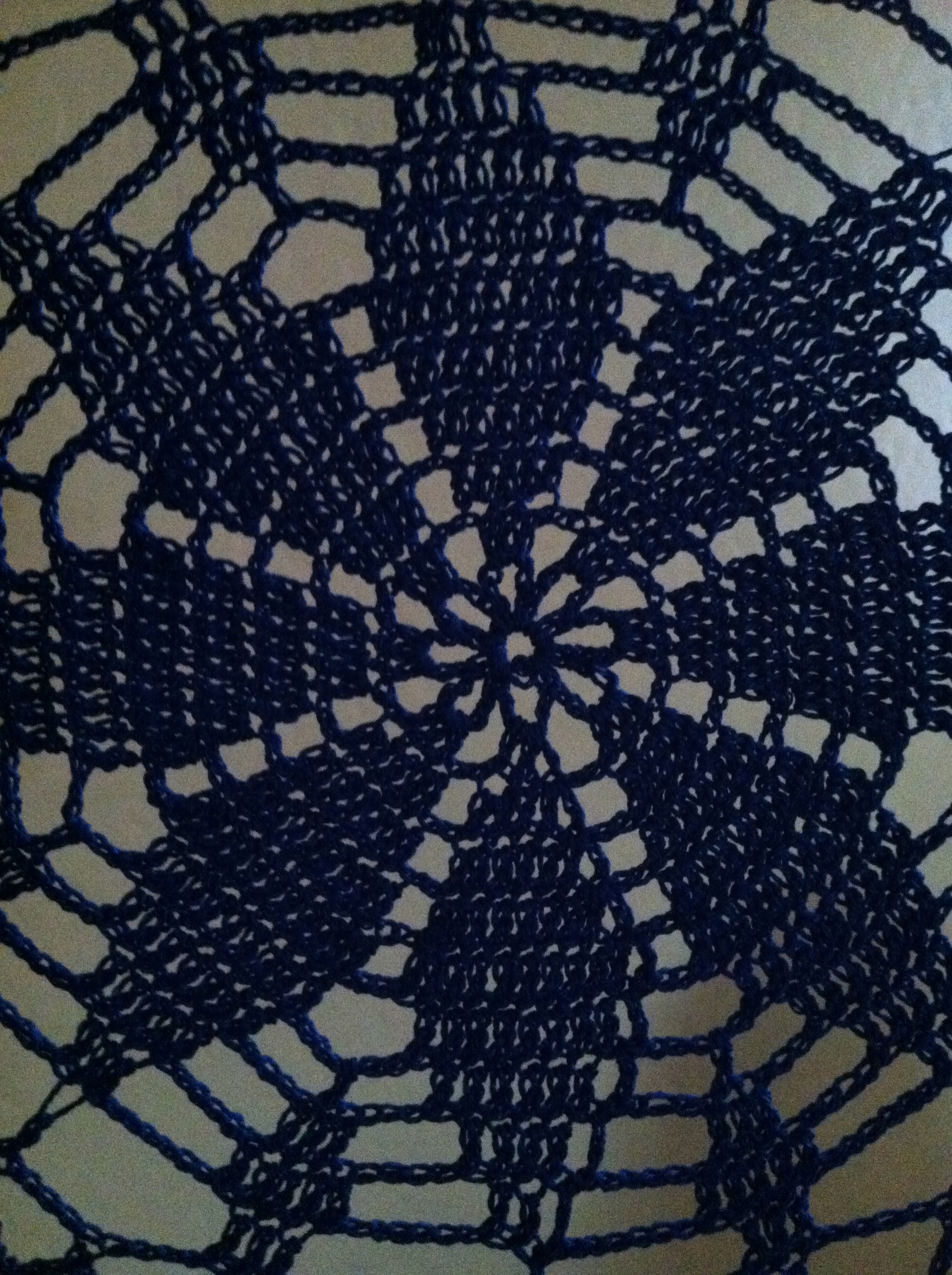 blue crocheted hanging